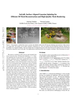 SuGaR: Surface-Aligned Gaussian Splatting for Efficient 3D Mesh
  Reconstruction and High-Quality Mesh Rendering