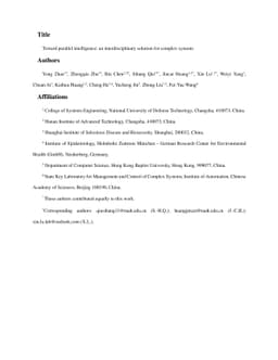 Toward parallel intelligence: an interdisciplinary solution for complex
  systems