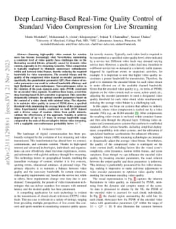 Deep Learning-Based Real-Time Quality Control of Standard Video
  Compression for Live Streaming