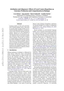 Attribution and Alignment: Effects of Local Context Repetition on
  Utterance Production and Comprehension in Dialogue