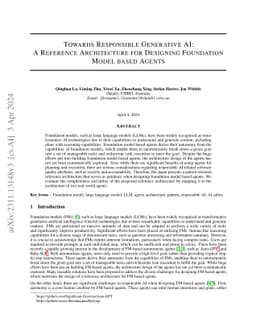 Towards Responsible Generative AI: A Reference Architecture for
  Designing Foundation Model based Agents