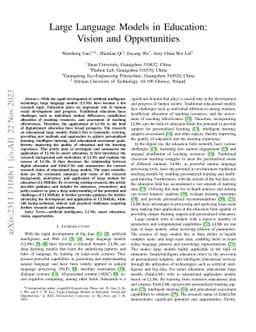 Large Language Models in Education: Vision and Opportunities