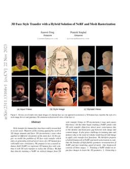 3D Face Style Transfer with a Hybrid Solution of NeRF and Mesh
  Rasterization