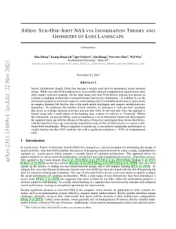 SiGeo: Sub-One-Shot NAS via Information Theory and Geometry of Loss
  Landscape