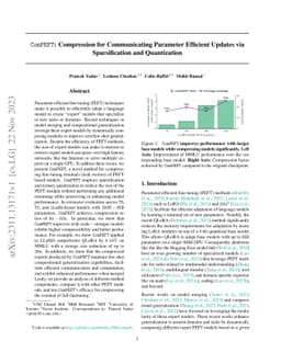 ComPEFT: Compression for Communicating Parameter Efficient Updates via
  Sparsification and Quantization
