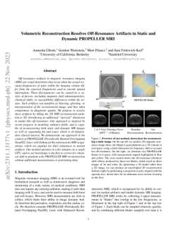 Volumetric Reconstruction Resolves Off-Resonance Artifacts in Static and
  Dynamic PROPELLER MRI