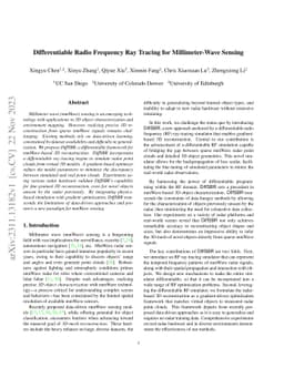 Differentiable Radio Frequency Ray Tracing for Millimeter-Wave Sensing