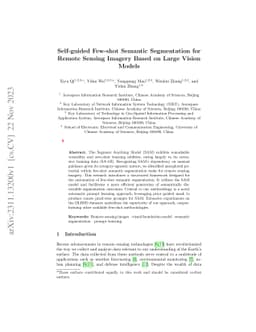 Self-guided Few-shot Semantic Segmentation for Remote Sensing Imagery
  Based on Large Vision Models