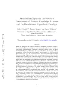 Artificial Intelligence in the Service of Entrepreneurial Finance:
  Knowledge Structure and the Foundational Algorithmic Paradigm