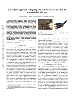 A model-free approach to fingertip slip and disturbance detection for
  grasp stability inference