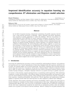Improved identification accuracy in equation learning via comprehensive
  $\boldsymbol{R^2}$-elimination and Bayesian model selection