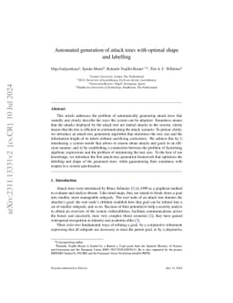 Automated generation of attack trees with optimal shape and labelling