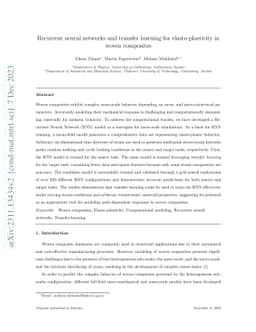 Recurrent neural networks and transfer learning for elasto-plasticity in
  woven composites