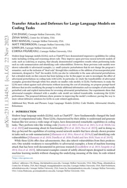 Transfer Attacks and Defenses for Large Language Models on Coding Tasks