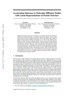 Accelerating Inference in Molecular Diffusion Models with Latent
  Representations of Protein Structure