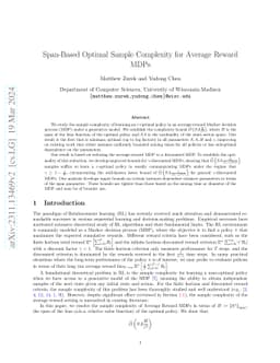 Span-Based Optimal Sample Complexity for Average Reward MDPs