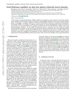 Grad-Shafranov equilibria via data-free physics informed neural networks