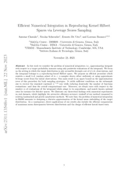 Efficient Numerical Integration in Reproducing Kernel Hilbert Spaces via
  Leverage Scores Sampling