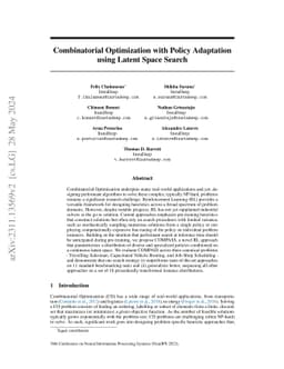 Combinatorial Optimization with Policy Adaptation using Latent Space
  Search