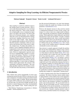 Adaptive Sampling for Deep Learning via Efficient Nonparametric Proxies