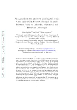 An Analysis on the Effects of Evolving the Monte Carlo Tree Search Upper
  Confidence for Trees Selection Policy on Unimodal, Multimodal and Deceptive
  Landscapes
