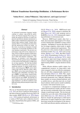 Efficient Transformer Knowledge Distillation: A Performance Review
