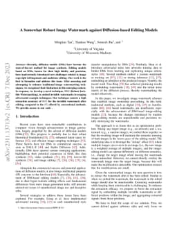 A Somewhat Robust Image Watermark against Diffusion-based Editing Models
