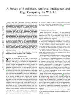 A Survey of Blockchain, Artificial Intelligence, and Edge Computing for
  Web 3.0