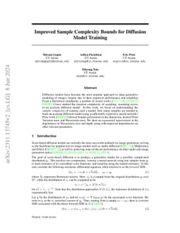 Improved Sample Complexity Bounds for Diffusion Model Training