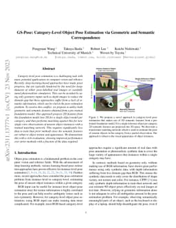GS-Pose: Category-Level Object Pose Estimation via Geometric and
  Semantic Correspondence