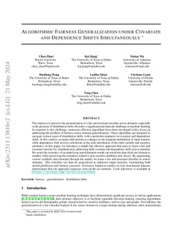Algorithmic Fairness Generalization under Covariate and Dependence
  Shifts Simultaneously