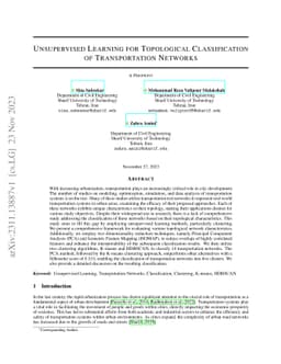 Unsupervised Learning for Topological Classification of Transportation
  Networks