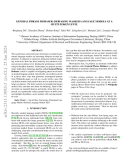 General Phrase Debiaser: Debiasing Masked Language Models at a
  Multi-Token Level