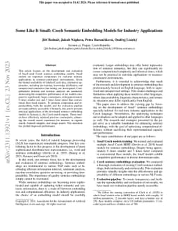 Some Like It Small: Czech Semantic Embedding Models for Industry
  Applications