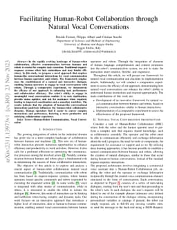 Facilitating Human-Robot Collaboration through Natural Vocal
  Conversations