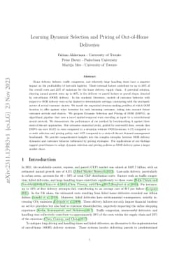 Learning Dynamic Selection and Pricing of Out-of-Home Deliveries