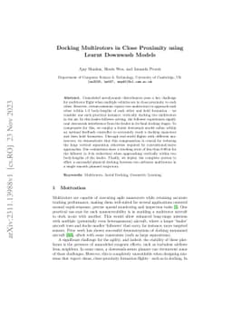 Docking Multirotors in Close Proximity using Learnt Downwash Models