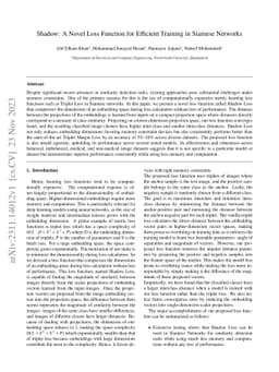 Shadow: A Novel Loss Function for Efficient Training in Siamese Networks