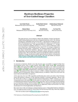 Hardware Resilience Properties of Text-Guided Image Classifiers