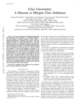 Class Uncertainty: A Measure to Mitigate Class Imbalance