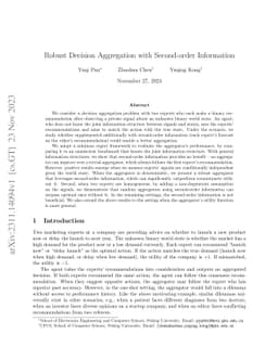 Robust Decision Aggregation with Second-order Information