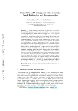 MonoNav: MAV Navigation via Monocular Depth Estimation and
  Reconstruction