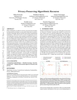 Privacy-Preserving Algorithmic Recourse