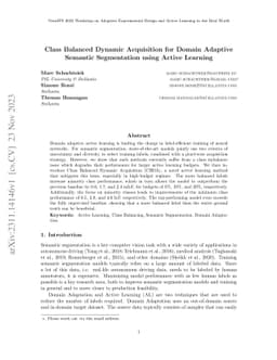 Class Balanced Dynamic Acquisition for Domain Adaptive Semantic
  Segmentation using Active Learning