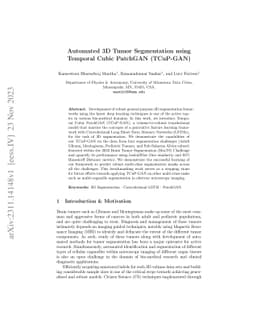 Automated 3D Tumor Segmentation using Temporal Cubic PatchGAN (TCuP-GAN)