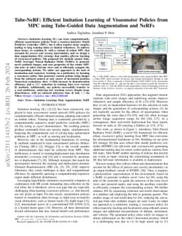 Tube-NeRF: Efficient Imitation Learning of Visuomotor Policies from MPC
  using Tube-Guided Data Augmentation and NeRFs