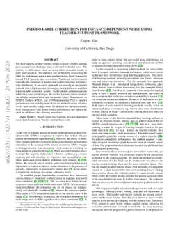 Pseudo-label Correction for Instance-dependent Noise Using
  Teacher-student Framework