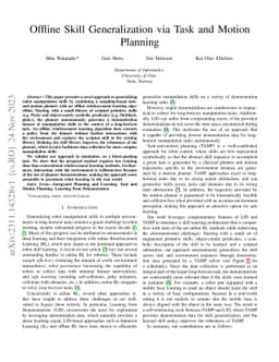 Offline Skill Generalization via Task and Motion Planning