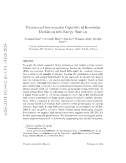 Maximizing Discrimination Capability of Knowledge Distillation with
  Energy Function