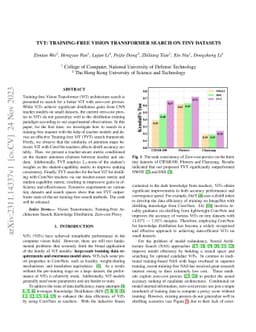 TVT: Training-Free Vision Transformer Search on Tiny Datasets